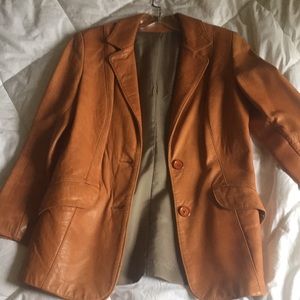 Camel soft Leather fitted jacket